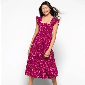 Hill House The Ellie Nap Dress in Burgundy Botanicals